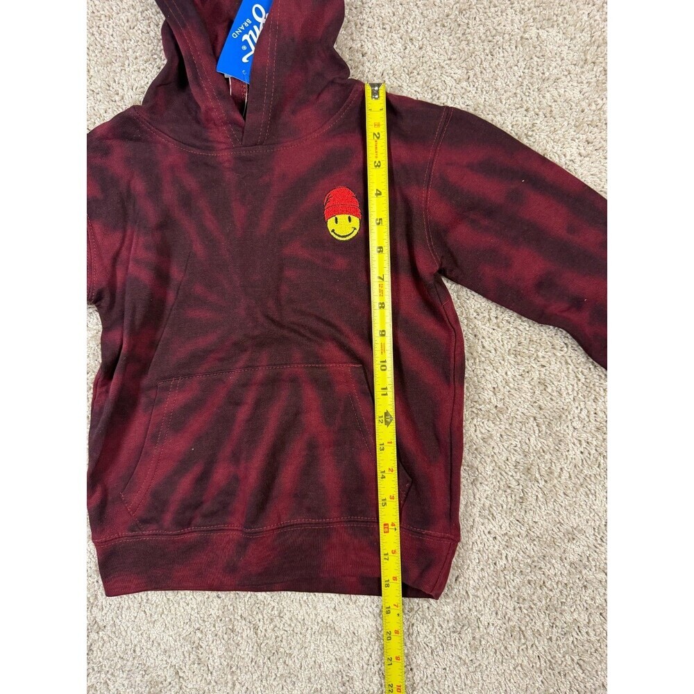 Eighty Eight Brand Kids Size 6 Tie Dye Hoodie Burgundy Smiley Face Pullover NWT - Picture 4 of 7
